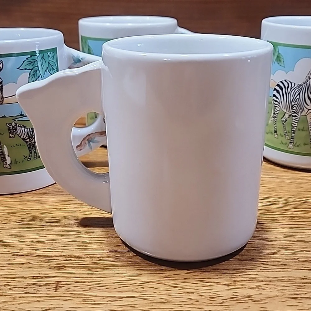 Set Of 4 Zebra Coffee Mugs